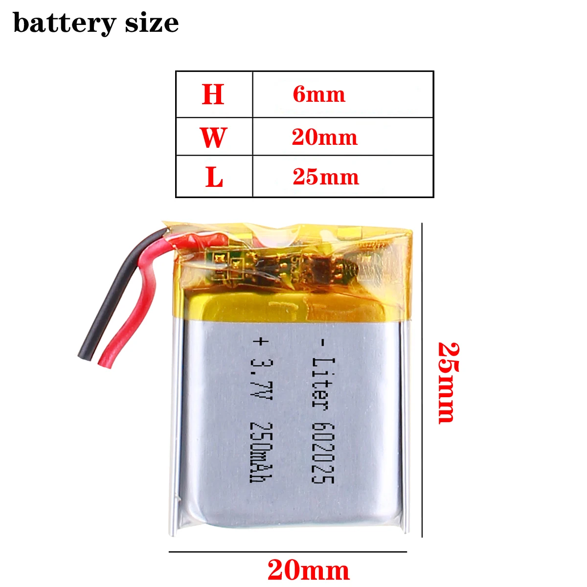 602025 3.7V 250mAh 062025 Lithium Polymer Li-Po li ion Rechargeable Battery cells For Mp3 MP4 MP5 GPS PSP mobile bluetooth