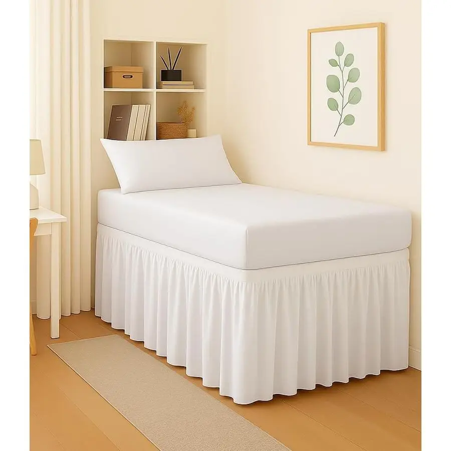 

Юбка для кровати в общежитии Twin XL, размер 32 дюйма, юбка для кровати в общежитии колледжа, индивидуальная посадка, удлиненная юбка из микрофибры для под кровати S