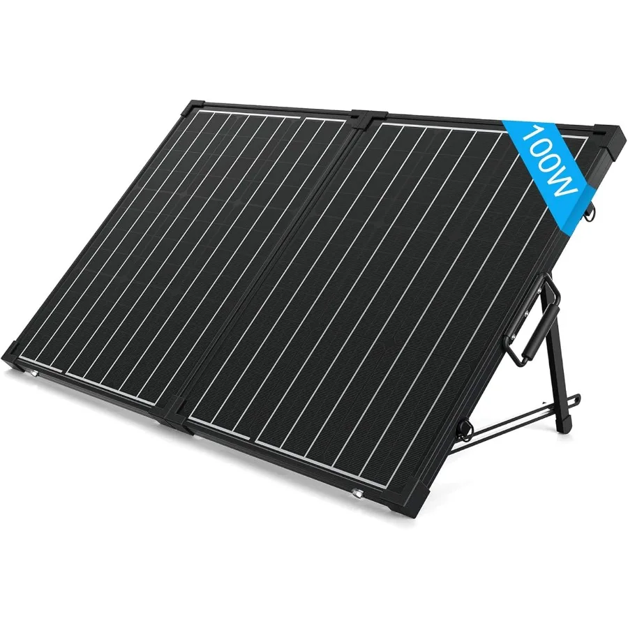 

Портативная солнечная панель 100 Вт, расширение 100 Вт, черный для кемпинга, дорожных поездок на открытом воздухе, аварийный резервный источник питания, высокая эффективность