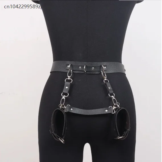 

Unisex Cosplay Props Leather Bondage Costume Wearable Belt Sexy Bondage Belt Leg Belt Integrated Detachable Clothing Accessories