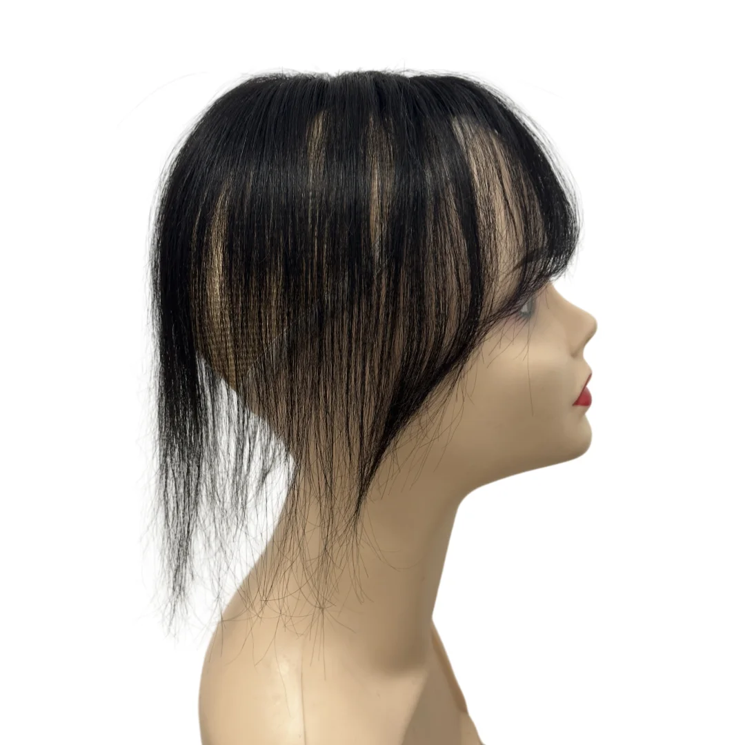 Keine Clip-Topper, Echthaar-Fransen, verbesserte magische Paste, Haar-Topper, Pony für Frauen, flauschige Haarabdeckung, spärliche Haarnähte, Patches – Detail 18