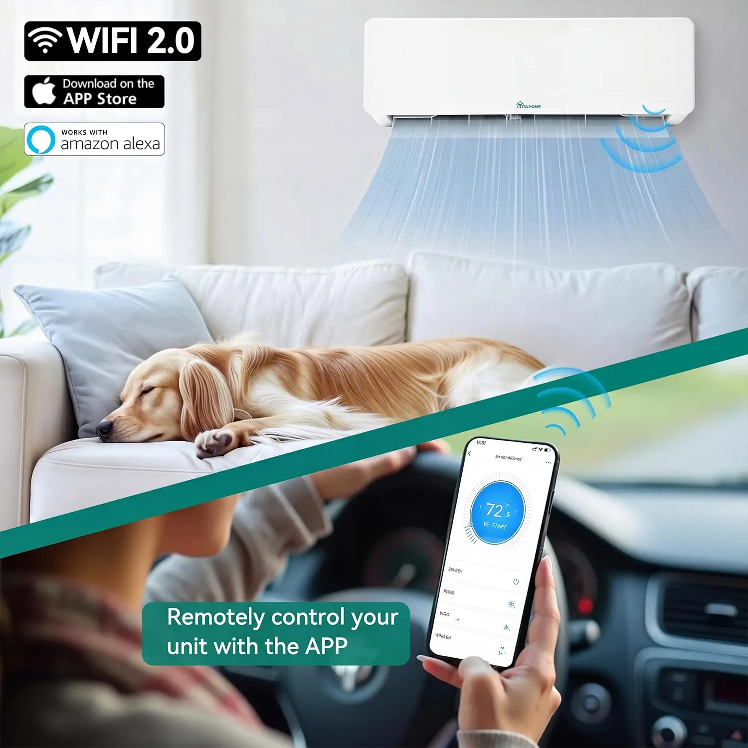 18000 BTU Mini Split AC/Heating System, Ductless Split Unit AC and Heat, 230V 20 SEER2 Energy Efficient Inverter Air, Custom