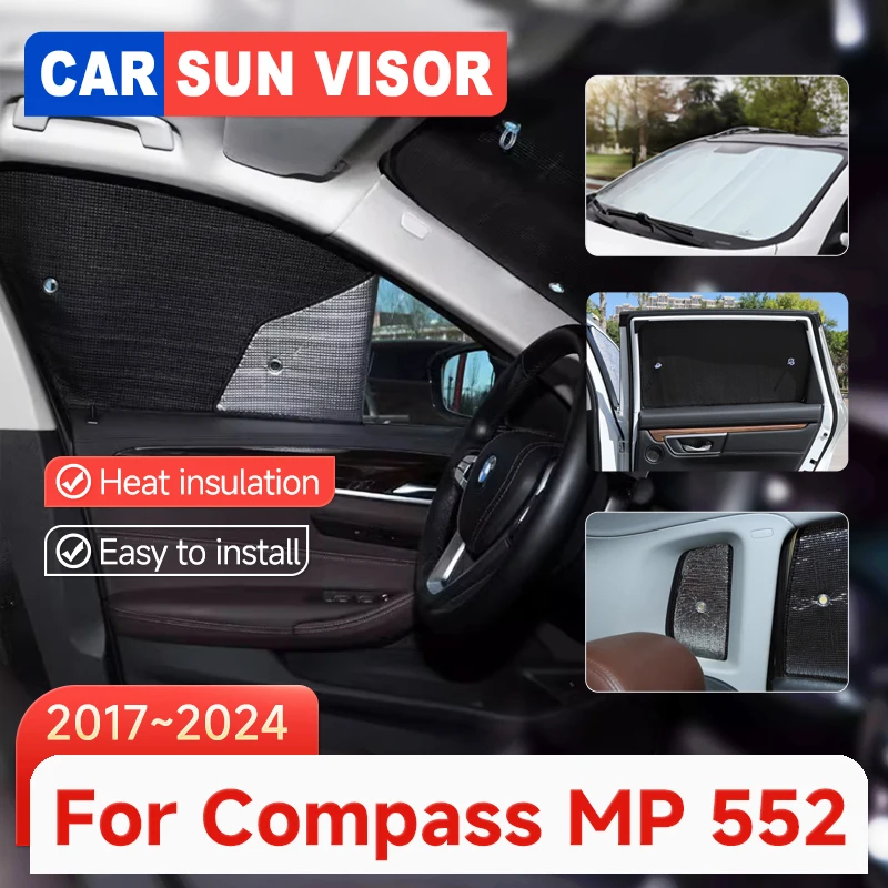 

Car Sunshade Cover For Jeep Compass MP 552 2017 2018 2019 2020 2021 2022 2023 2024 Protection Reflector Sun Shade Auto Sun Visor