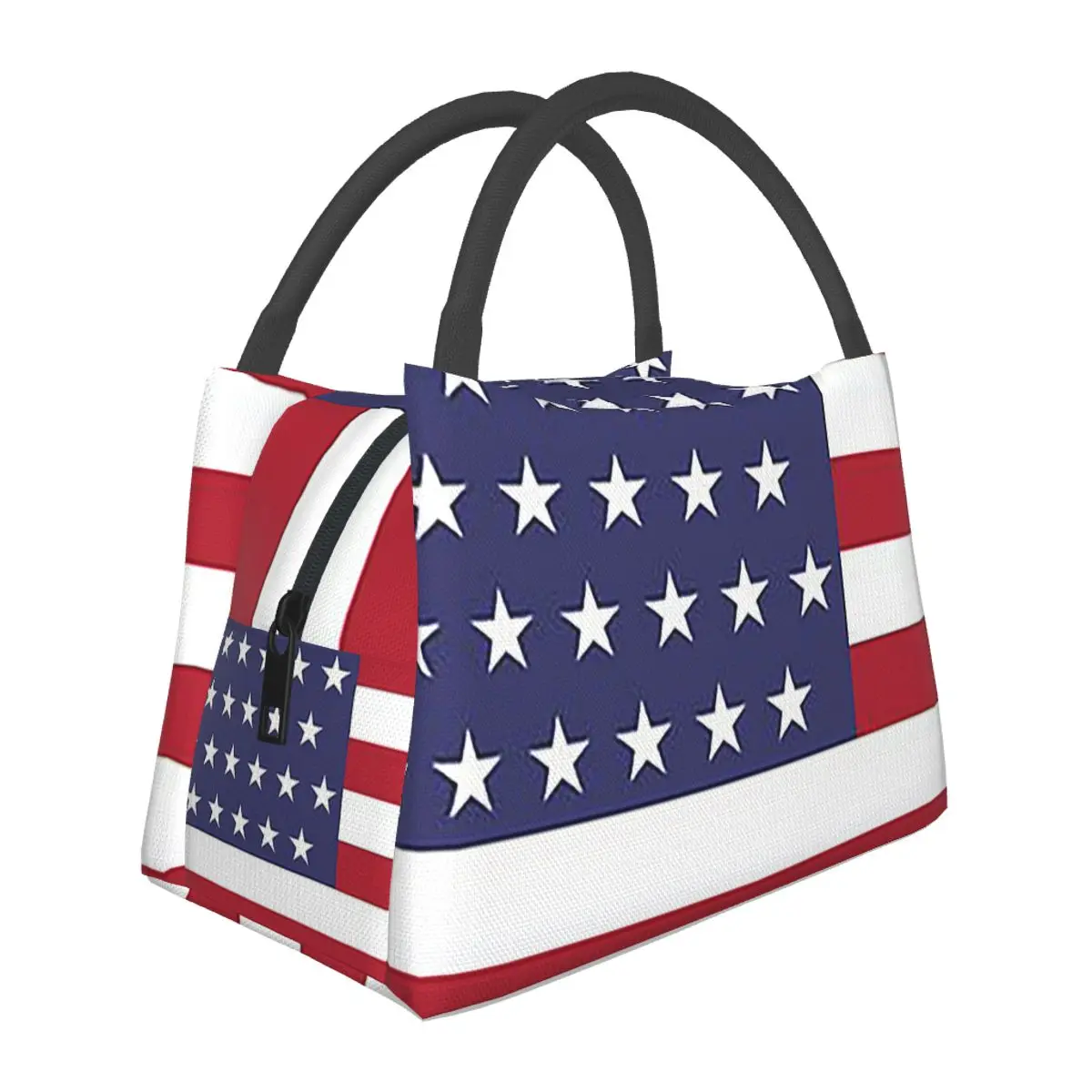 American Flag Graphic Design Lightweight Handheld Insulated Lunch Bag Large Capacity for Adults Students Travel Picnic