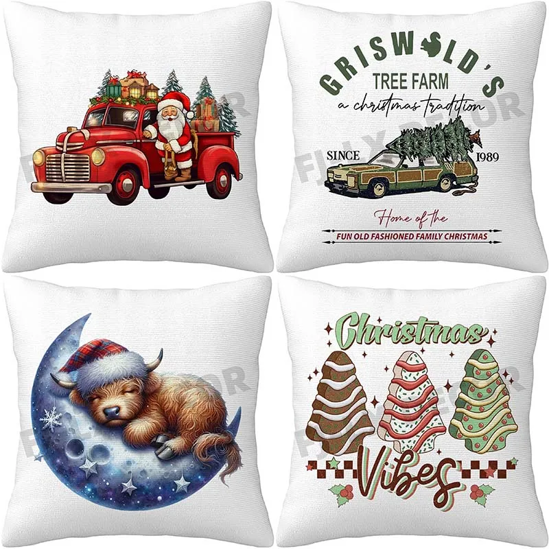 Christmas cartoon Chroma dwarf simple Housewarming Birthday Gifts Living Room Decor Sofa Plush Pillow Covers Print Cushion Cover