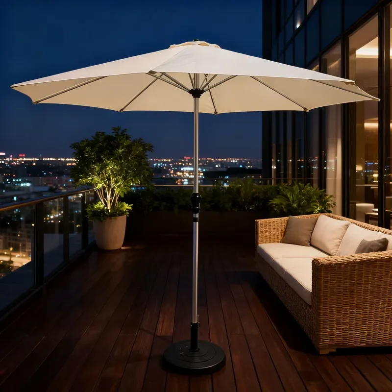 Modern white lace woven parasol foldable eco-friendly outdoor dining park courtyard beach umbrella aluminum pole