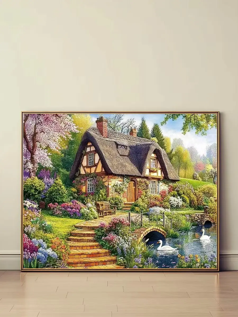 1 Stück 40x50cm/15,7x19,69 Zoll, 11Ct/14Ct Kreuzstich-Set, DIY Valentinstagsgeschenk, Stickerei-Set für Festivals, Gartenhäuser – Detail 1