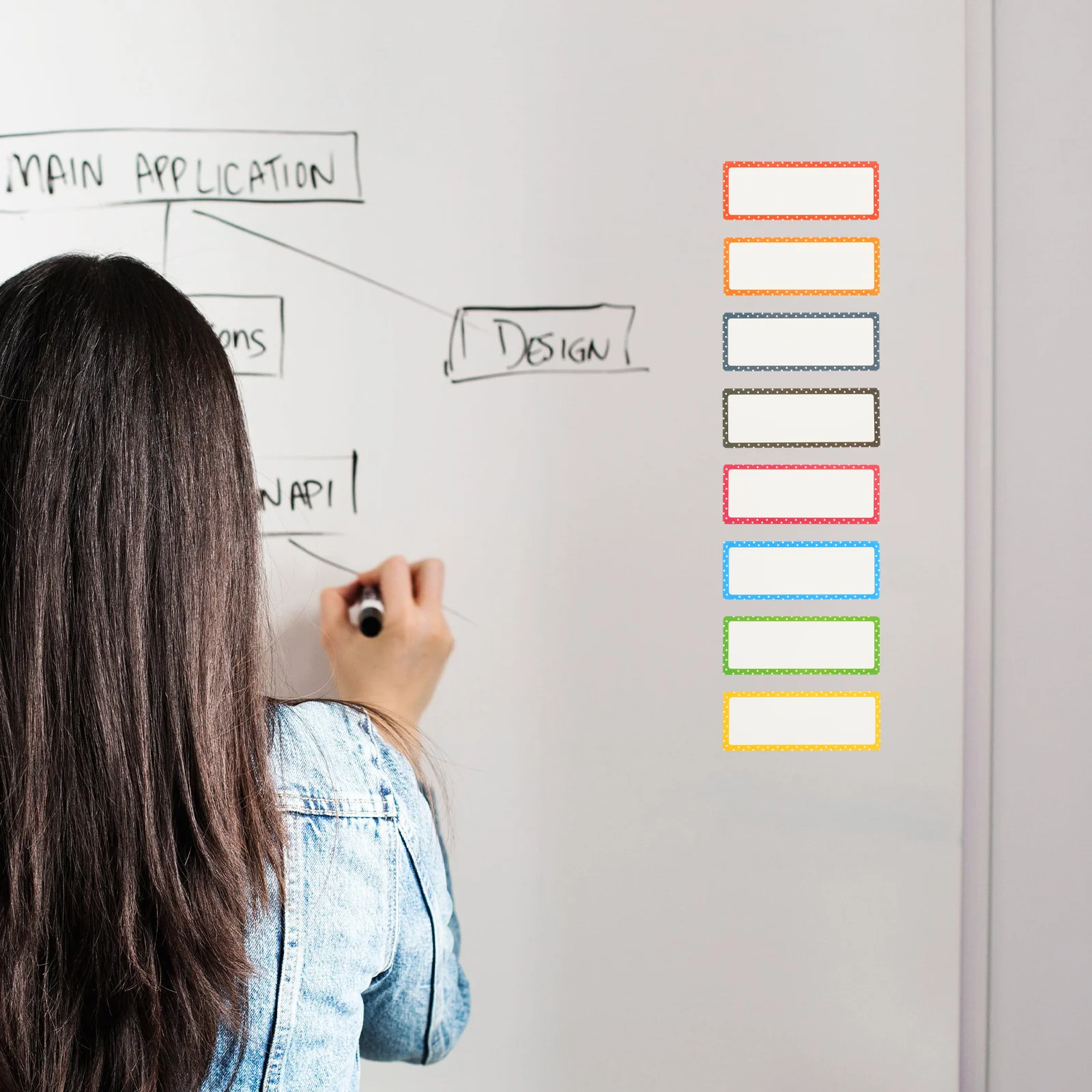 

16 Sheets Magnetic Name Tags Dry Erase Labels 8 Colors 3x8cm Refrigerator Stickers Food Marking Multi Function Note Labels