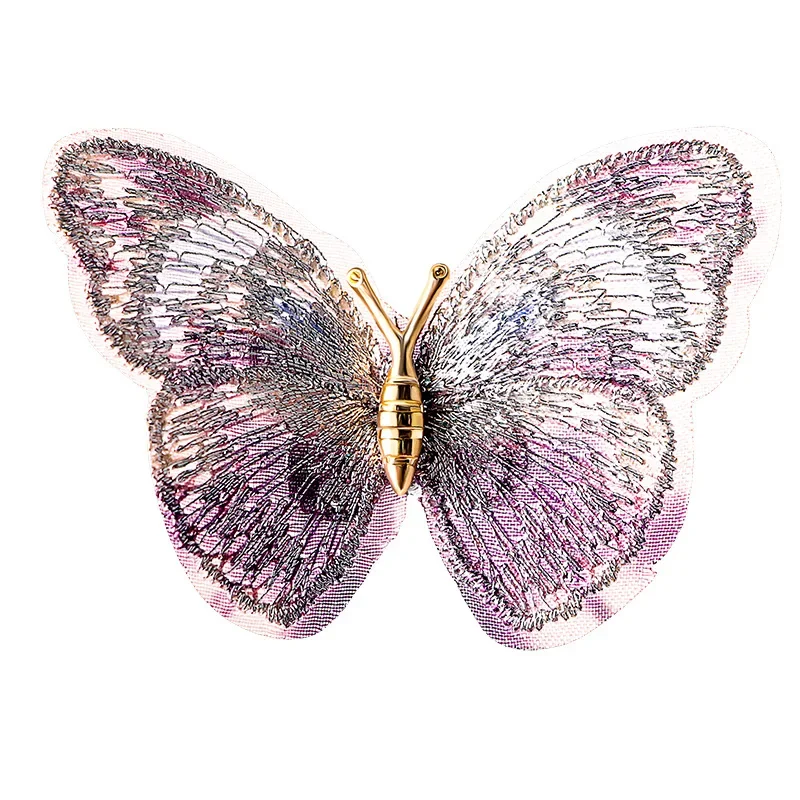 Light luxury style retro embroidery butterfly brooch dreamy color temperament chest flower clothing accessories for women