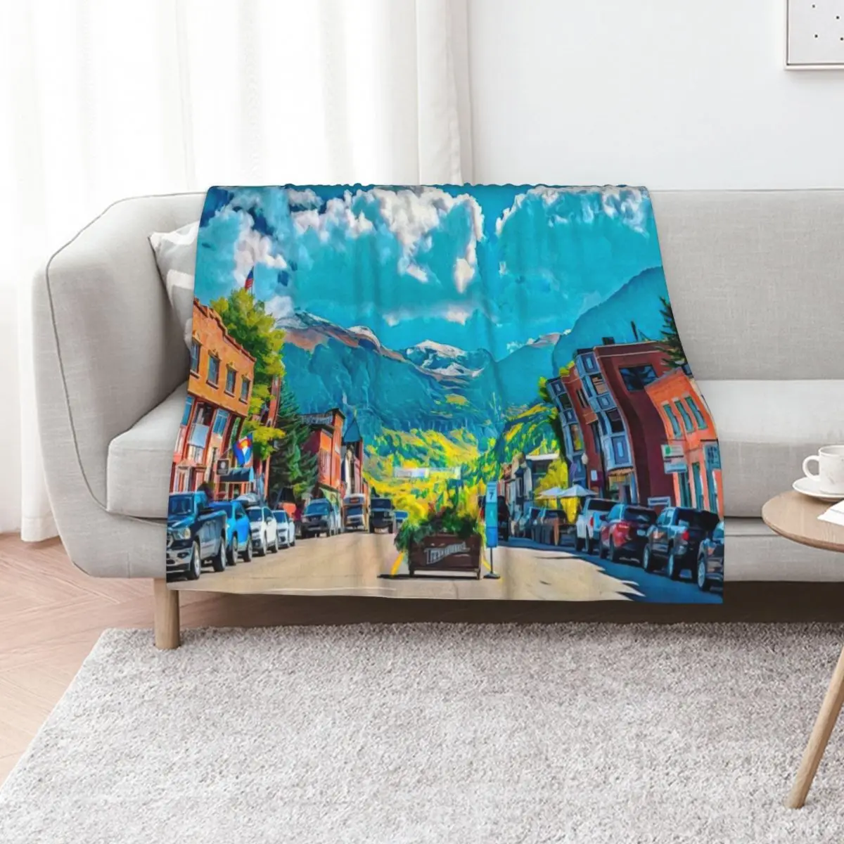

Telluride Colorado Throw Blanket For Decorative Sofa Flannel Fabric anime Cute Plaid Blankets