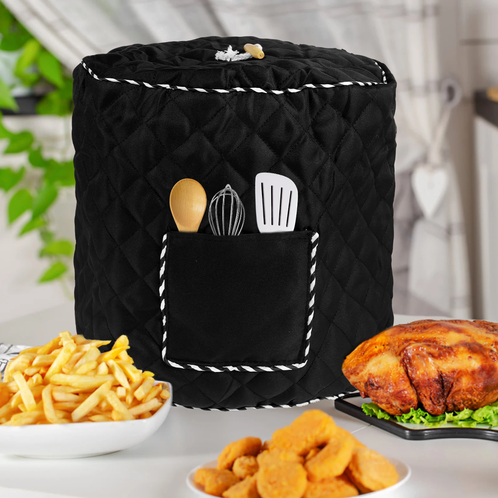 Kitchen Electric Appliance Dust Cover Air Fryer Cover with Pocket Washable Baking Toaster Protector for 6 Quart Pressure Pot