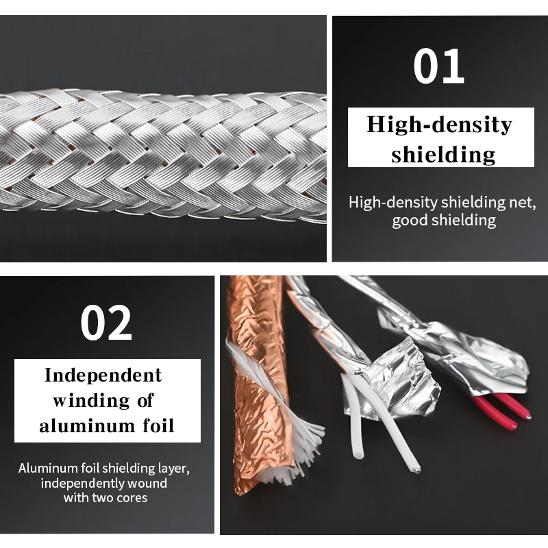 Cable RCA de plata de ley de alta gama de 3,5mm a 2 para amplificador de teléfono móvil