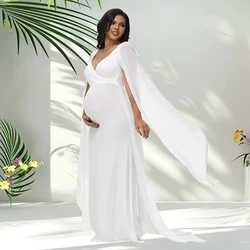 Maternity Long Dress With Shawl Trailing Women's Robe Floating Sleeves for Baby Shower Maternity Photo Shoot