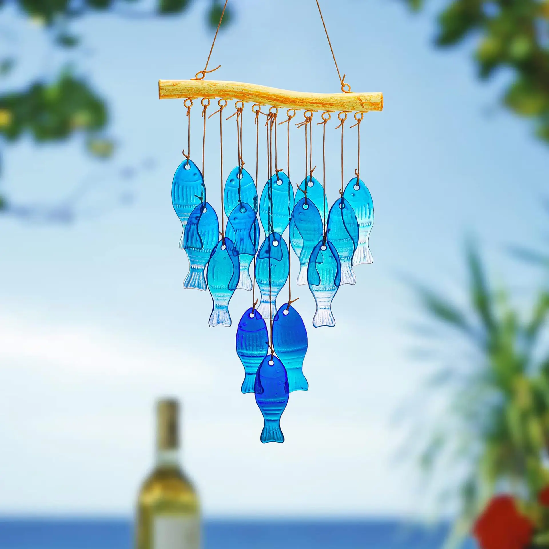 

Blue Glass Sea Wind Chimes Outdoor Glass Wind Chimes Handcrafted Fish Wind Chimes Large Glass Wind Chimes Beach Parties Decor