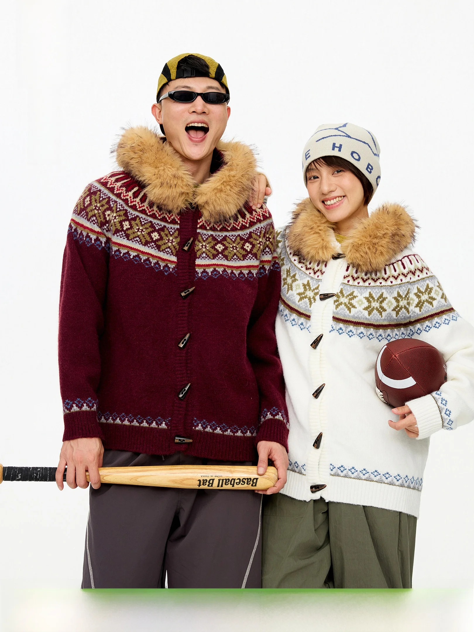 

Женский вязаный кардиган-пальто с меховым воротником на пуговицах, длинная молния, зимняя модная верхняя одежда для пар OXOWorld