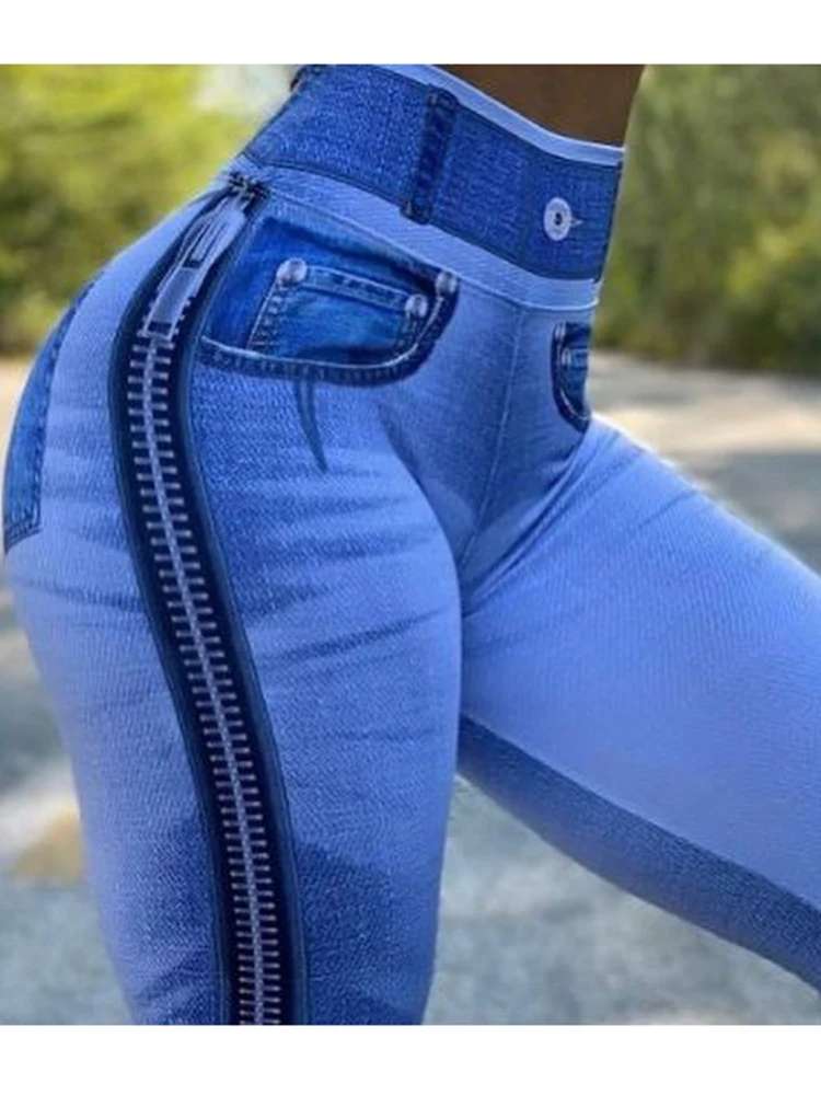 Nuovi abiti morbidi per il Fitness pantaloni da Yoga vendita calda Jeans finti Leggings donna pantaloni da palestra a vita alta collant da