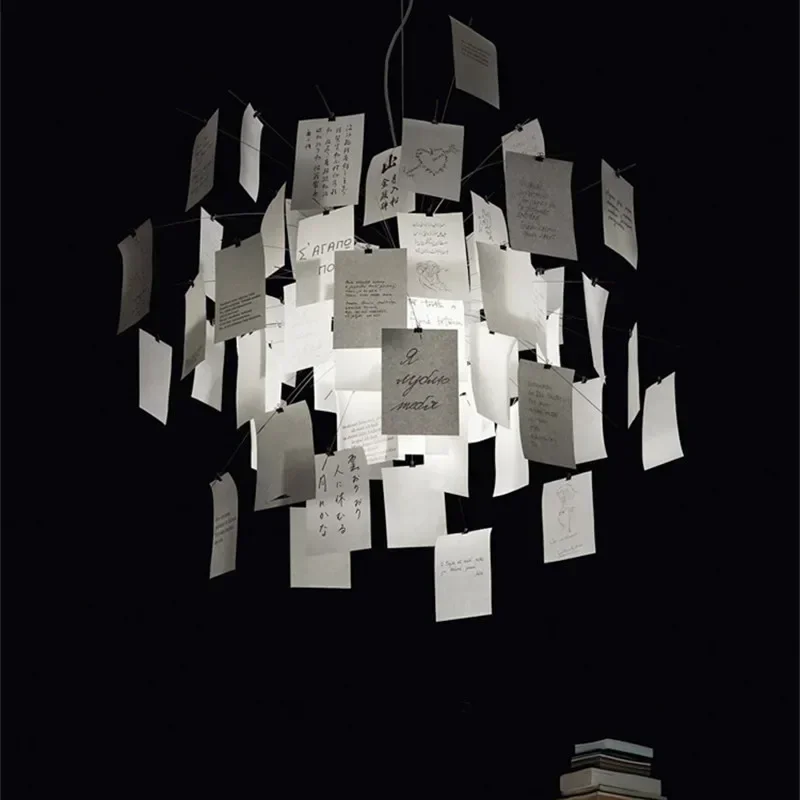 Creative Handwriting DIY Chandelier Light Fixture Paper Pendant Lamp for Living Room Bedroom Dining Room Home Decor