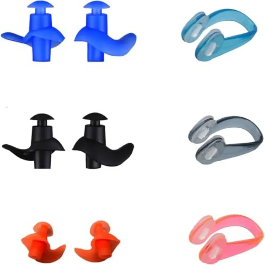 

3 Pairs Nose Clips and Ear Plugs Silicone Soft to Wear Waterproof Reusable Nose Plugs for Swimming Training Surfing Adults Ear