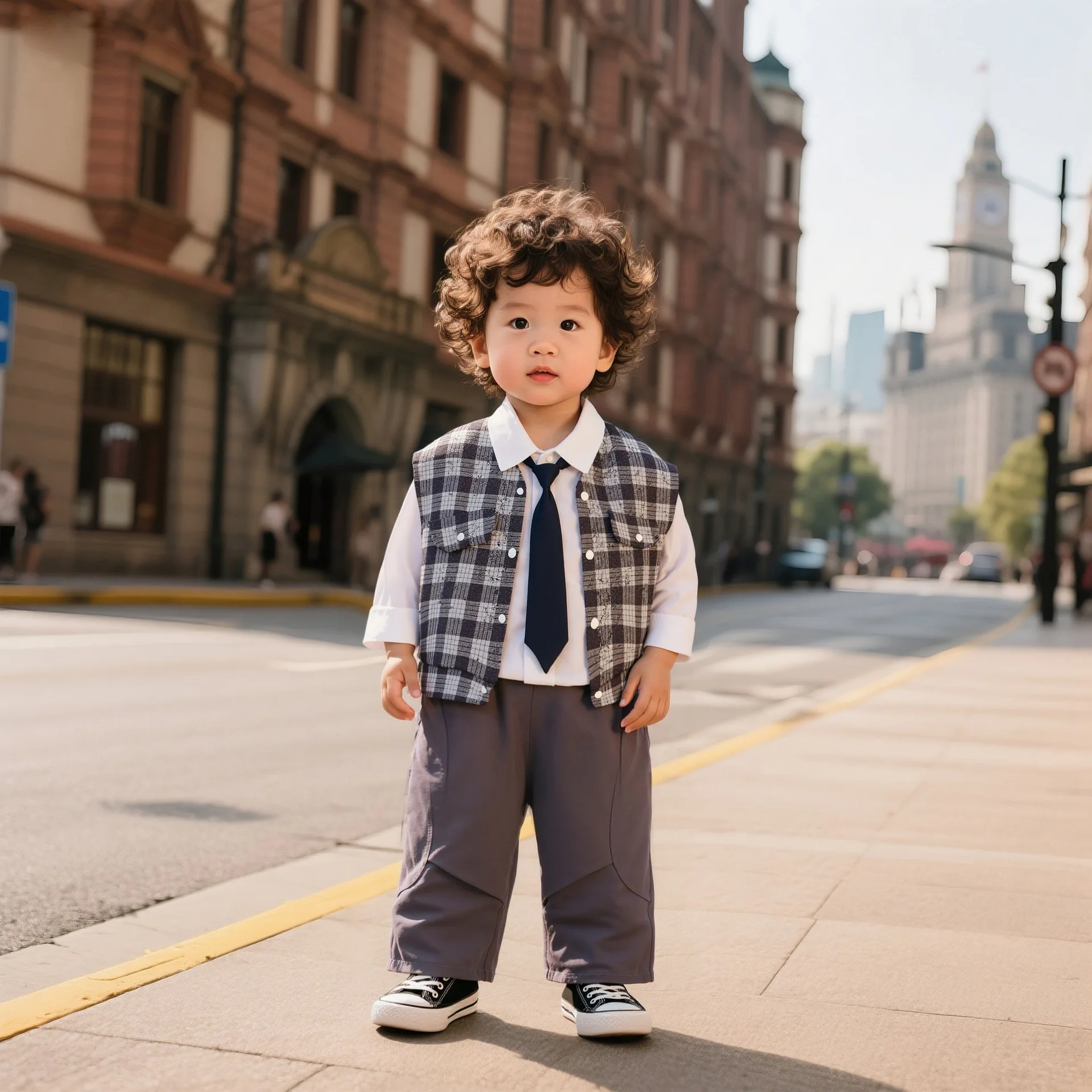 

2024 New Boys Korean Style Suit Set Kids Plaid Vest Tie Shirt 3-Piece Outfit Baby Toddler Autumn Clothes Casual Gentleman Look