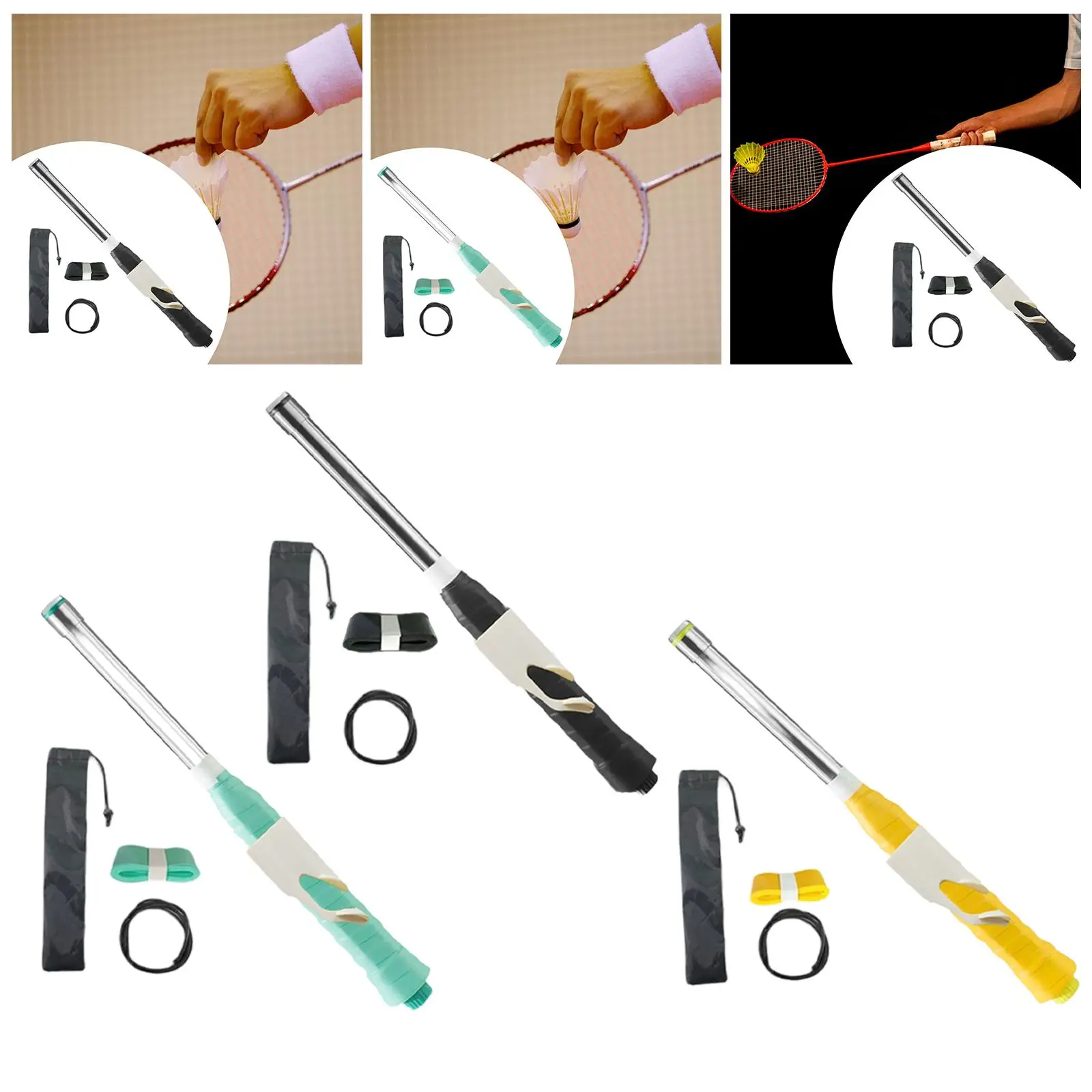 

Badminton Handle Trainer Improved Grip Sound Feedback Adjustable Weighted Enhanced Shots Swing Trainer for Experienced Players