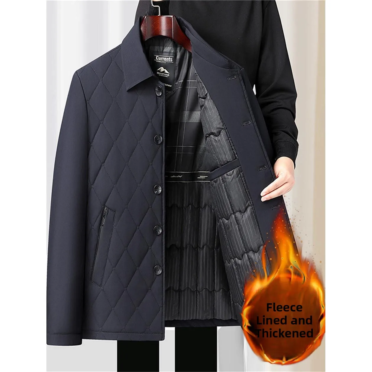 

Новая мужская зимняя повседневная теплая куртка из хлопка с отложным воротником для мужчин среднего возраста, модное городское пальто в деловом стиле