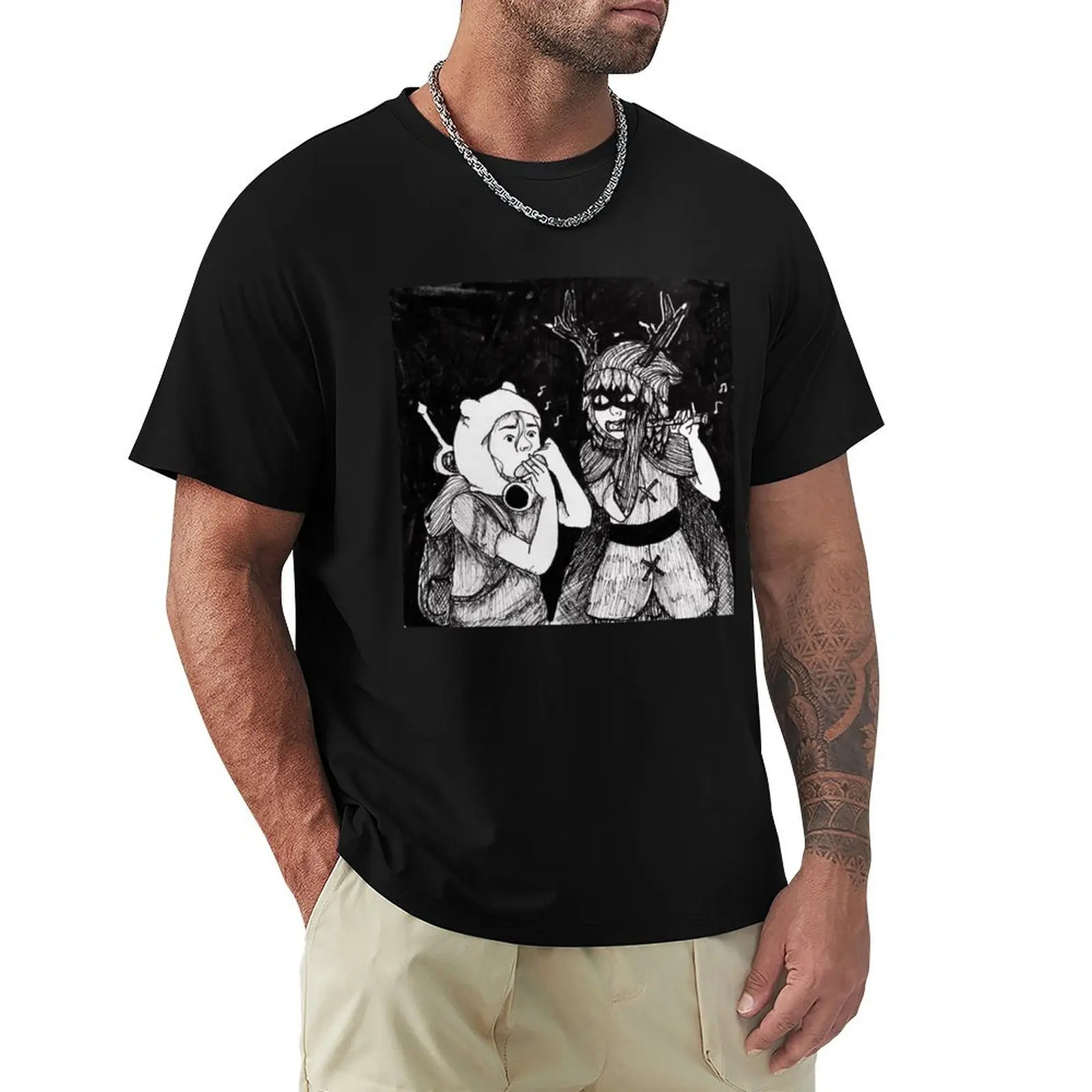 Flute Duet T-Shirt t shirt for man 100 percent cotton T-Shirt