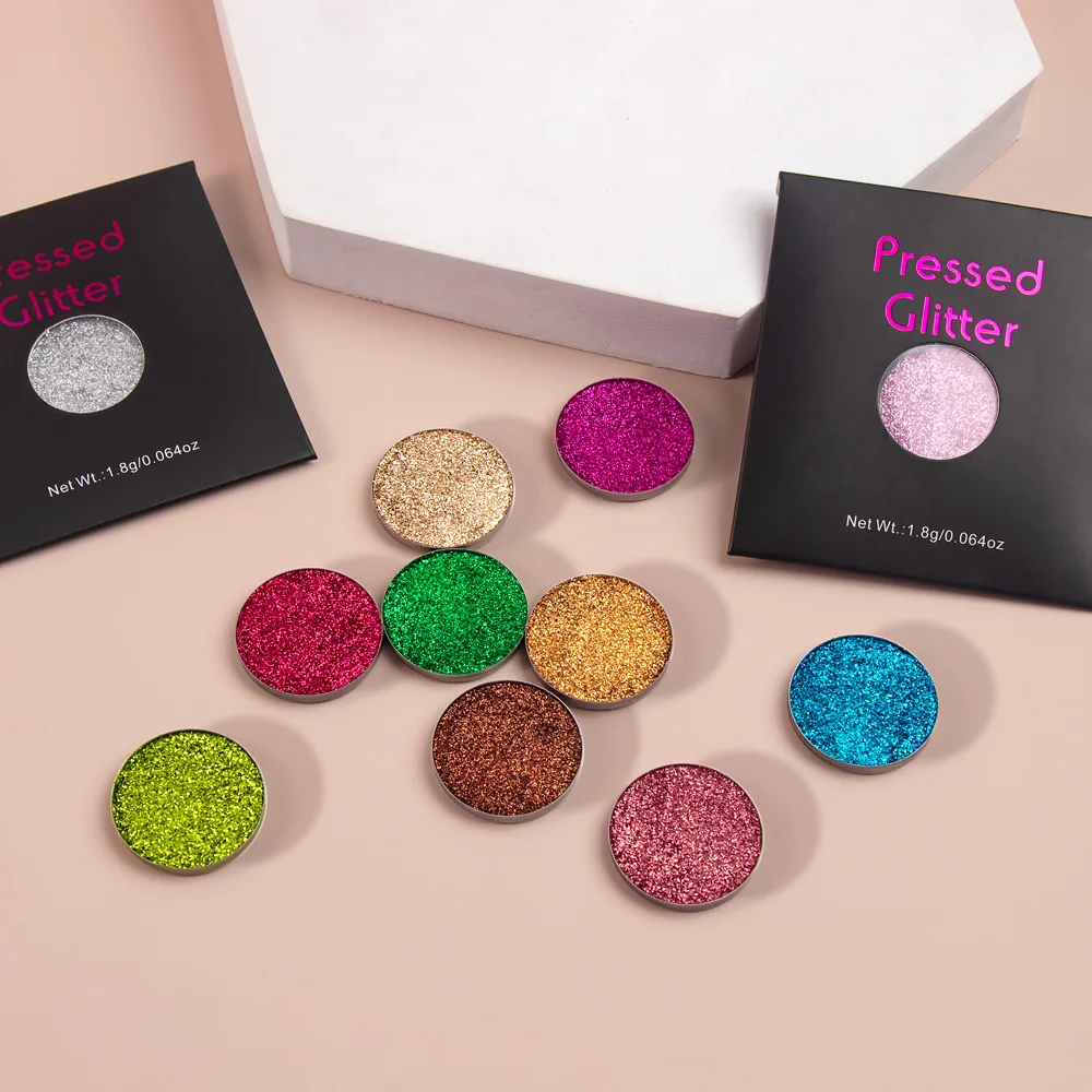 Sombra de ojos monocromática con purpurina, maquillaje en polvo prensado, paleta de sombras de ojos de diamante, Cosméticos de maquillaje de ojos brillantes