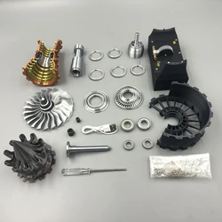 Mini Turbojet Turbofan Engine Electric Drive DIY Assembly Model Kit with Light Adjustable Speed Charging Model Toy