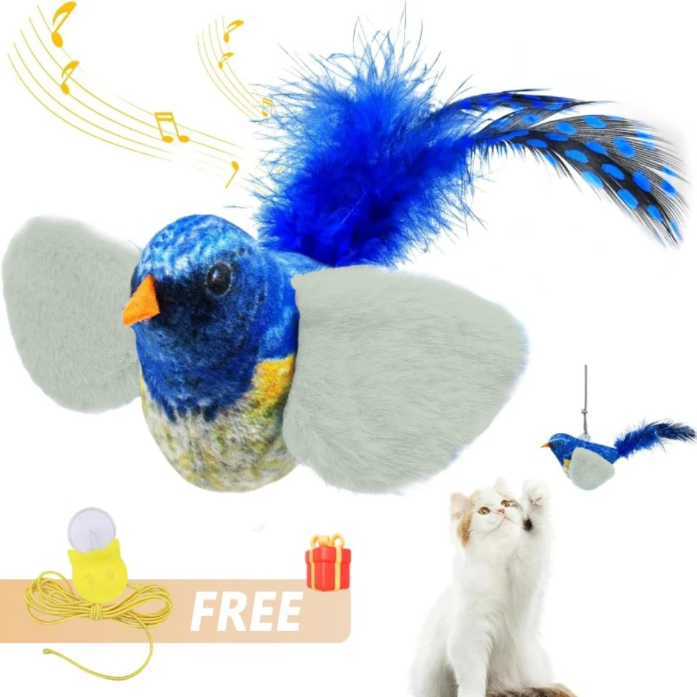 Interaktives Vogelspielzeug für den Innenbereich für Katzen, Jagdspielzeug, klingendes Katzenminze, Katzen-Teaser-Spielzeug, Selbsthilfe, Wandbehang, Vögel, Katzenspielzeug – Detail 7
