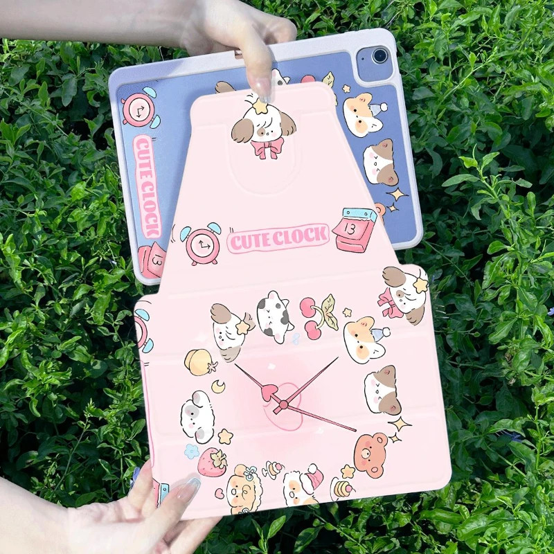 Small Animal Clock Smart Stand Case Cover for Ipad Mini 6 Ipad 2017 10.5 Inch Pro 11 2nd 3rd 4th IPad Air 5 Air 4 10.9 PC Shell
