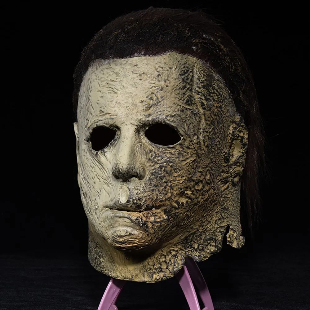 Horror Halloween kończy się Michael Myers maska Cosplay straszne krwawiące zabójca demonów lateksowego kasku karnawałowa sukienka kostium imprezowy rekwizytów