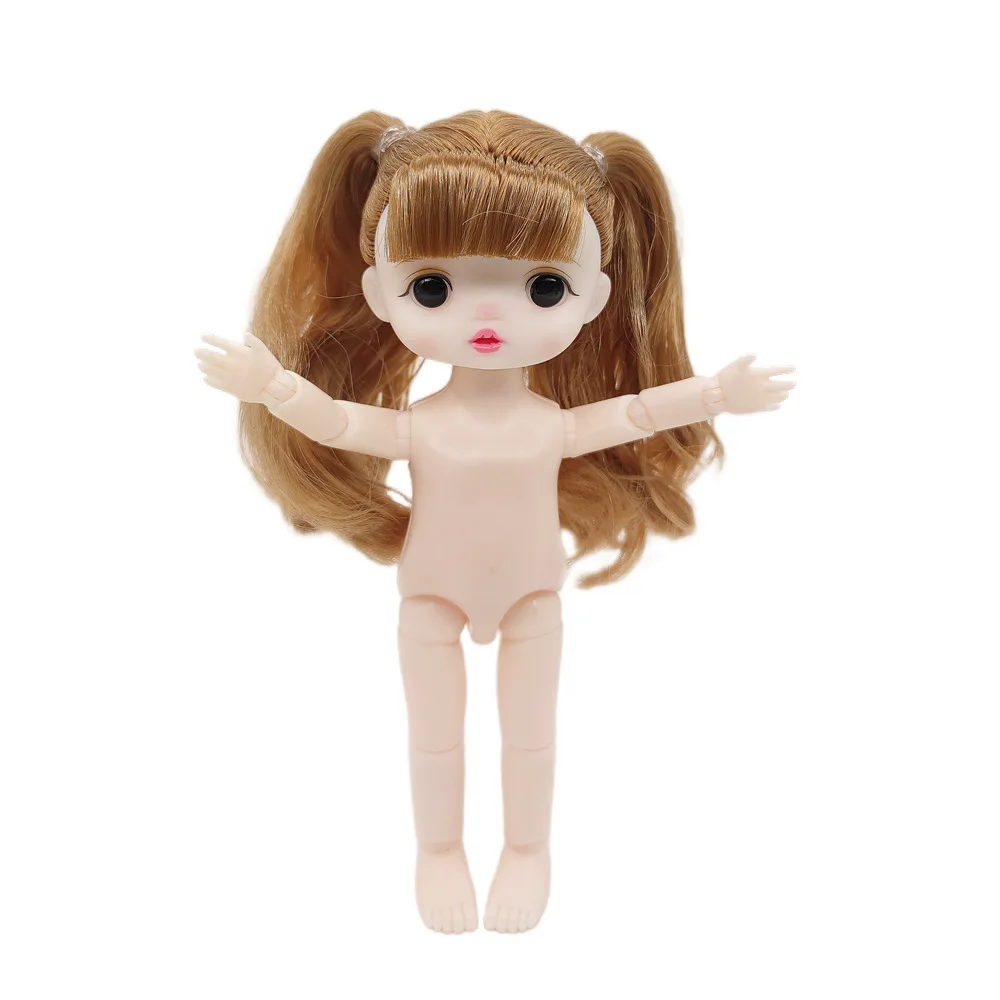 17cm Doll 3D Eyes 13 Joints Moveable Diy BJD Doll Dress Up Cute Little Doll Kids Girl Toy Gift