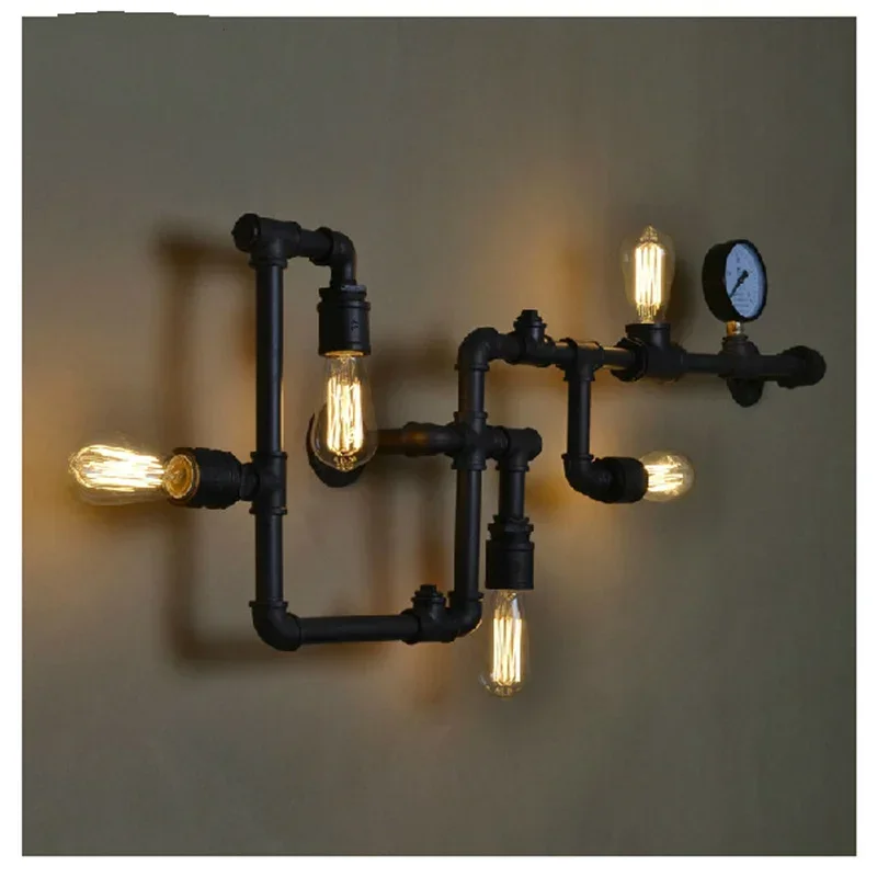 Creative Ancient Water Pipe Wall Lamp Sconce American Vintage Industrial Light Fixtures Bar Coffee Home Decor Apliques Pared