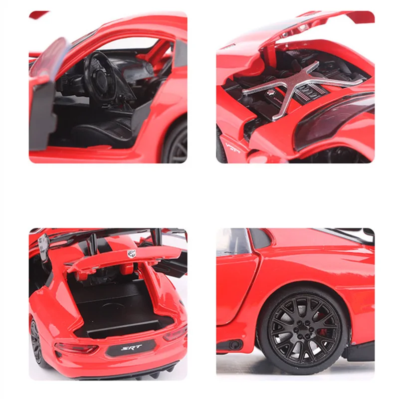 1:32 Dodge Viper ACR SRT Alloy Sports Car Model Diecasts Metal Toy Vehicles Car Model Simulation Sound and Light Childrens Gifts