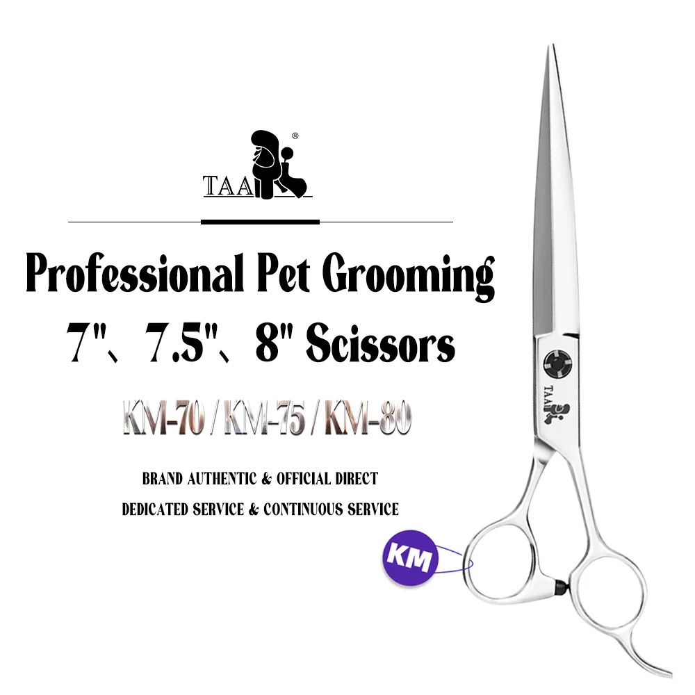 TAA Dog Grooming Scissors Professional Pet Shears Alloy Steel Handmade Scissors for Dog High-end Pet Clipper Straight Shear KM