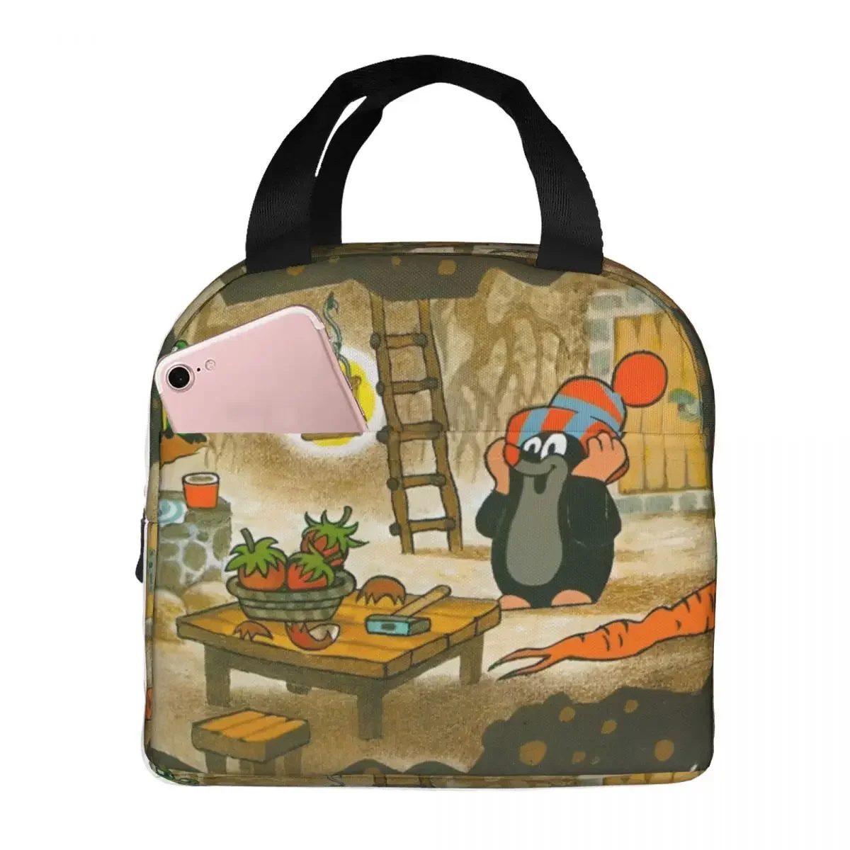 The Little Mole Insulated Lunch Bag Portable Cartoon Friends Together Thermal Bag Tote Lunch Box School Travel Food Storage Bags