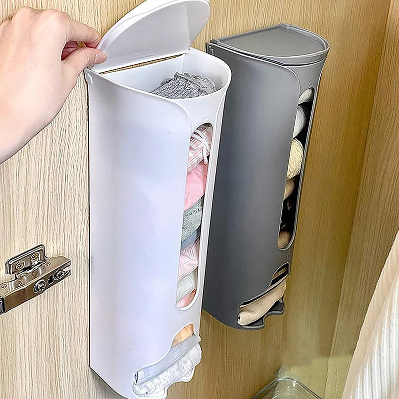 Kitchen Plastic Bag Holder Organizer Wall Hanging Garbage Bag Storage Box Removable Container Household Storage Box Accessory