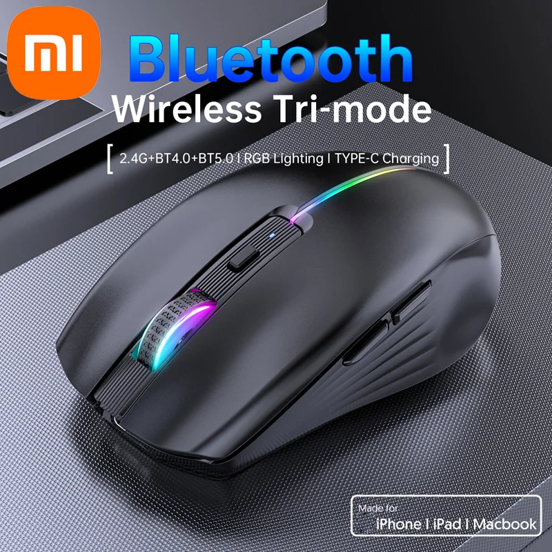 

Xiaomi 2.4G Bluetooth 5.1 Tri-mode Mouse RGB Multi-colour Illuminated Type-C Rechargeable Mouse 6-Button Silent Mouse Universal