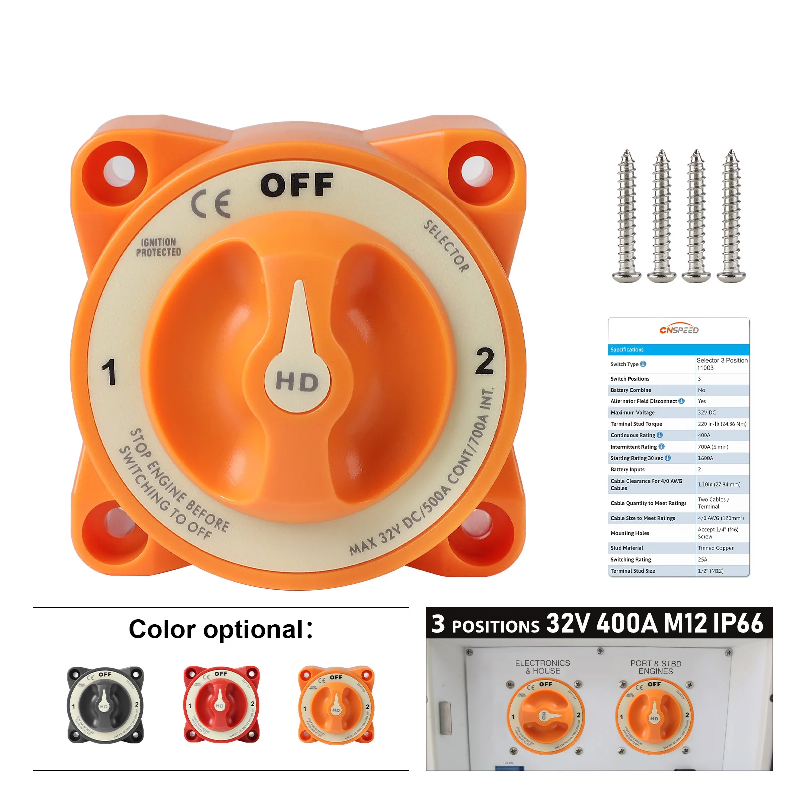 

Isolator Disconnect Switch With AFD Terminal M12 For Marine Boat Camper Truck HD-Series Heavy Duty 3 Position Selector Battery