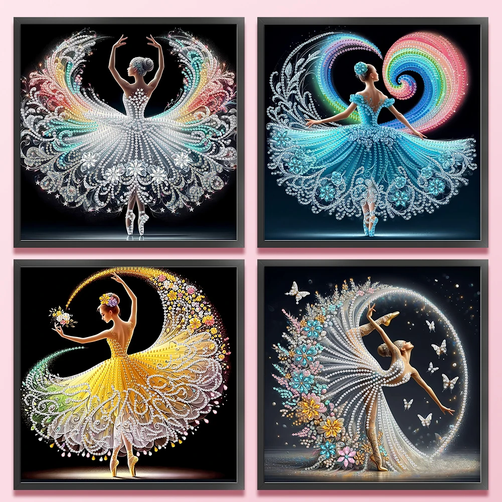 

Набор для алмазной вышивки «Танцующая девушка» (4 шт.), специальная форма, частичная выкладка, для взрослых, декор для дома, 11,81 x 11,81 дюйма