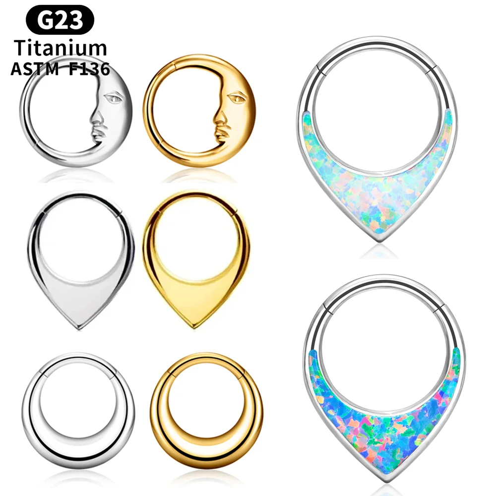 

G23 Titanium Piercing Septum Ring Bags Moon With Human Face Hoop Helix Cartilage Clicker Tragus Earrings Nose Rings Jewelry