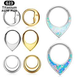 G23 Titanium Piercing Septum Ring Bags Moon With Human Face Hoop Helix Cartilage Clicker Tragus Earrings Nose Rings Jewelry