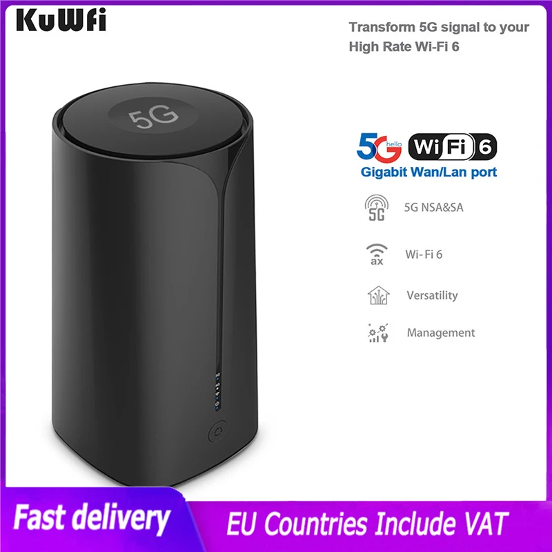 KuWFI 3100Mbps 5G Router With Sim Card Slot Wifi6 Dual Band Smart Wireless Router Gigabit Port Wifi Hotspot Wide Coverage