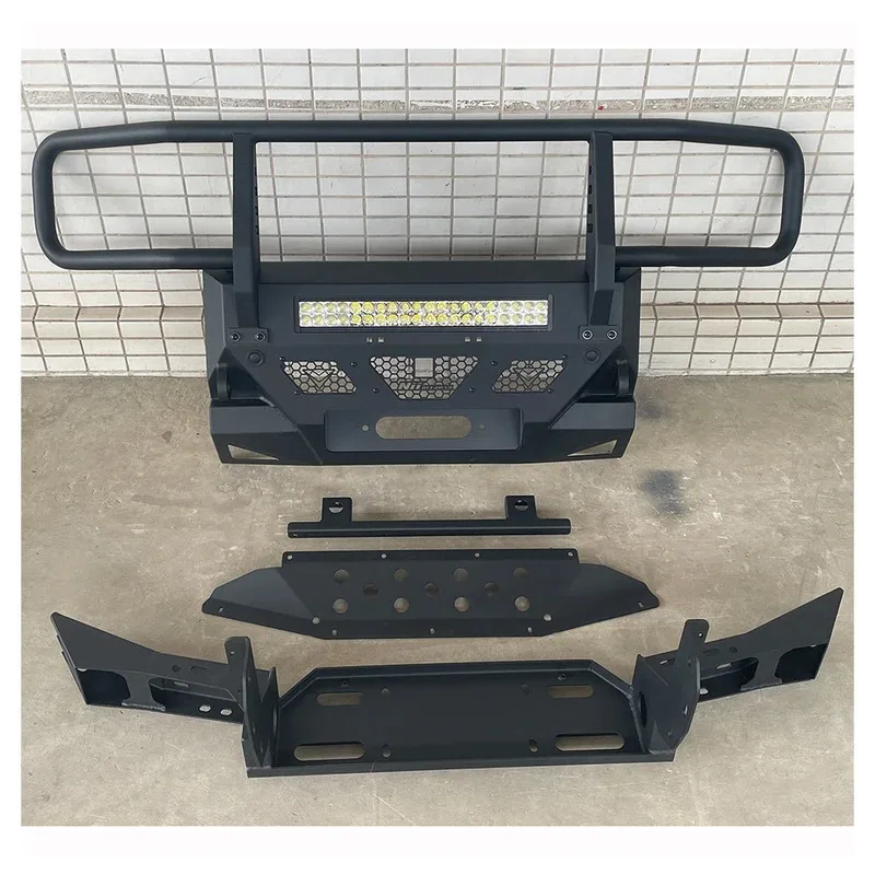 

Hot sale Off Road 4x4 Car Exterior Front Bumper with long light bar and fog lights head hole for PRADO LC250