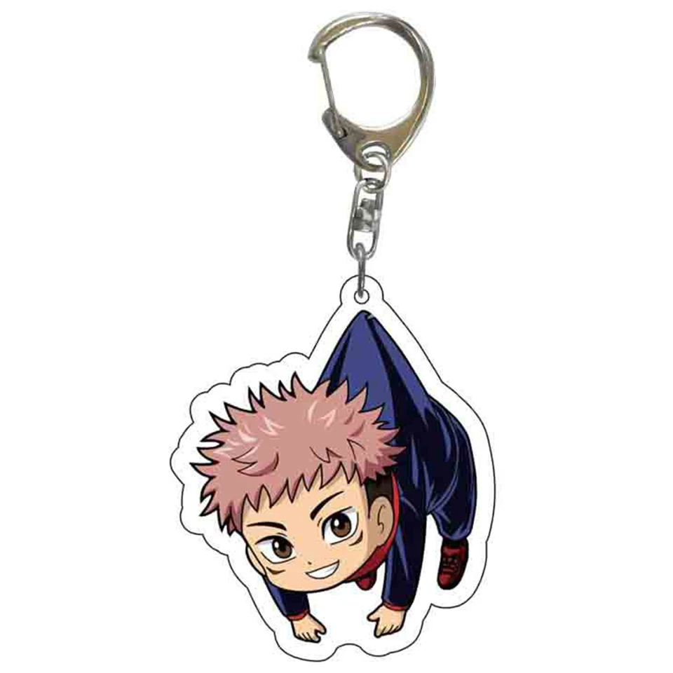 Jujutsu Kaisen مفتاح سلسلة حلقة أنيمي مجوهرات لعبة قلادة سلاسل المفاتيح الأطفال فتاة اللعب الكرتون الاكريليك شارة Megumi Nobara Satoru