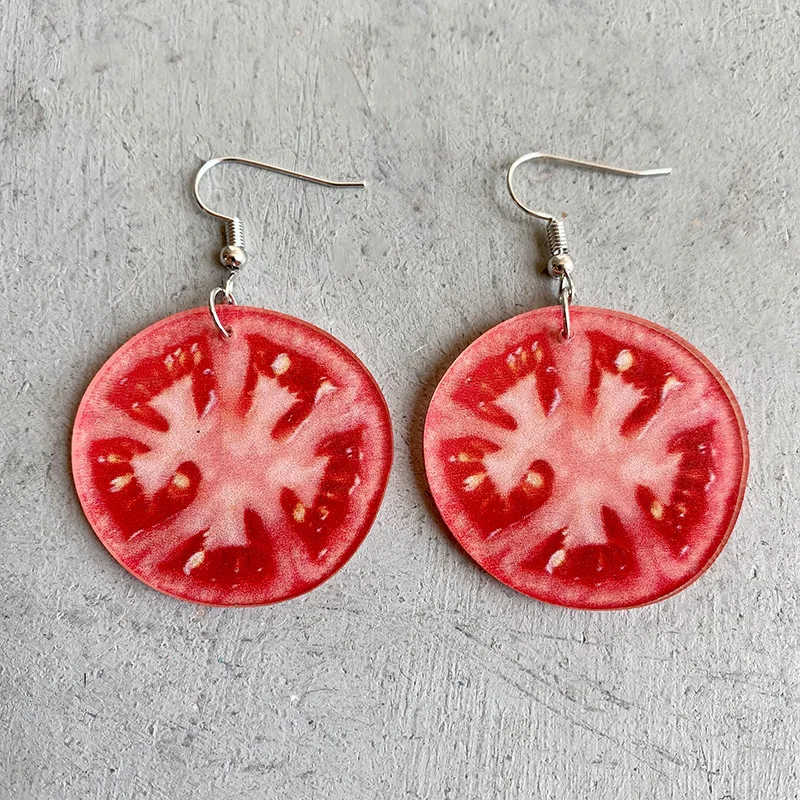 Fashion Acrylic Broccoli Cucumber Tomato Slice Earrings Vegan Vegetable Jewelry Garden Gifts Summer Unique Jewelry Wholesale