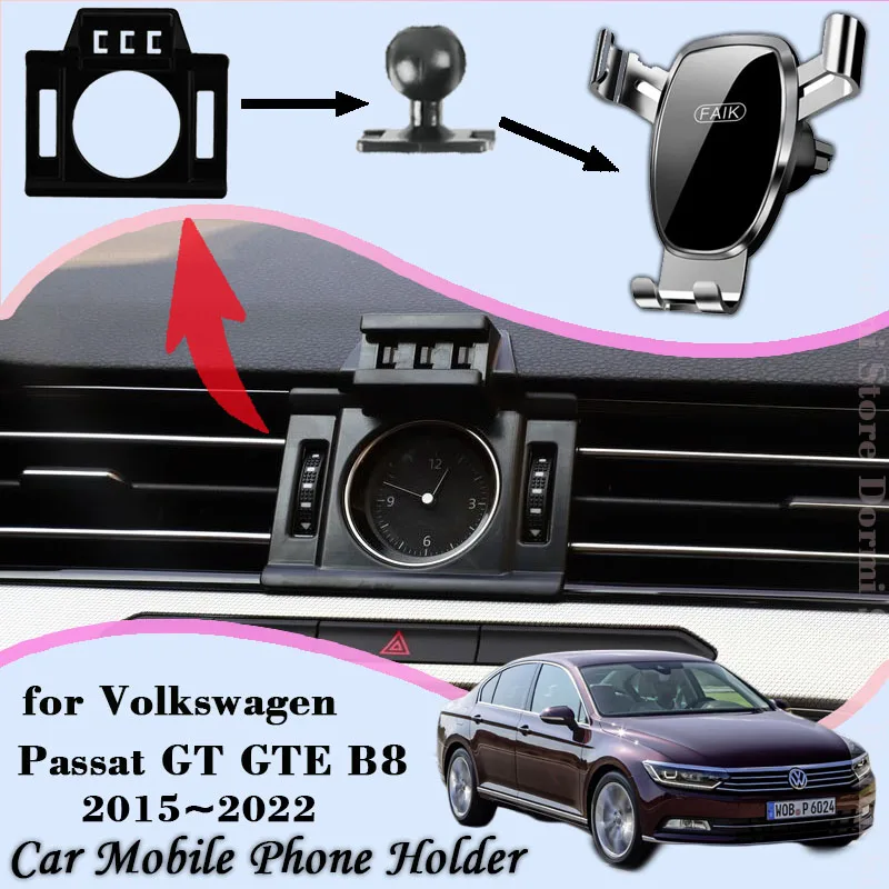 폭스바겐용 휴대폰 거치대, VW 파사트 GT GTE B8 2015 ~ 2022 에어 벤트 클립 트레이 셀 스탠드, 중력 자동차 액세서리 지원  Best5