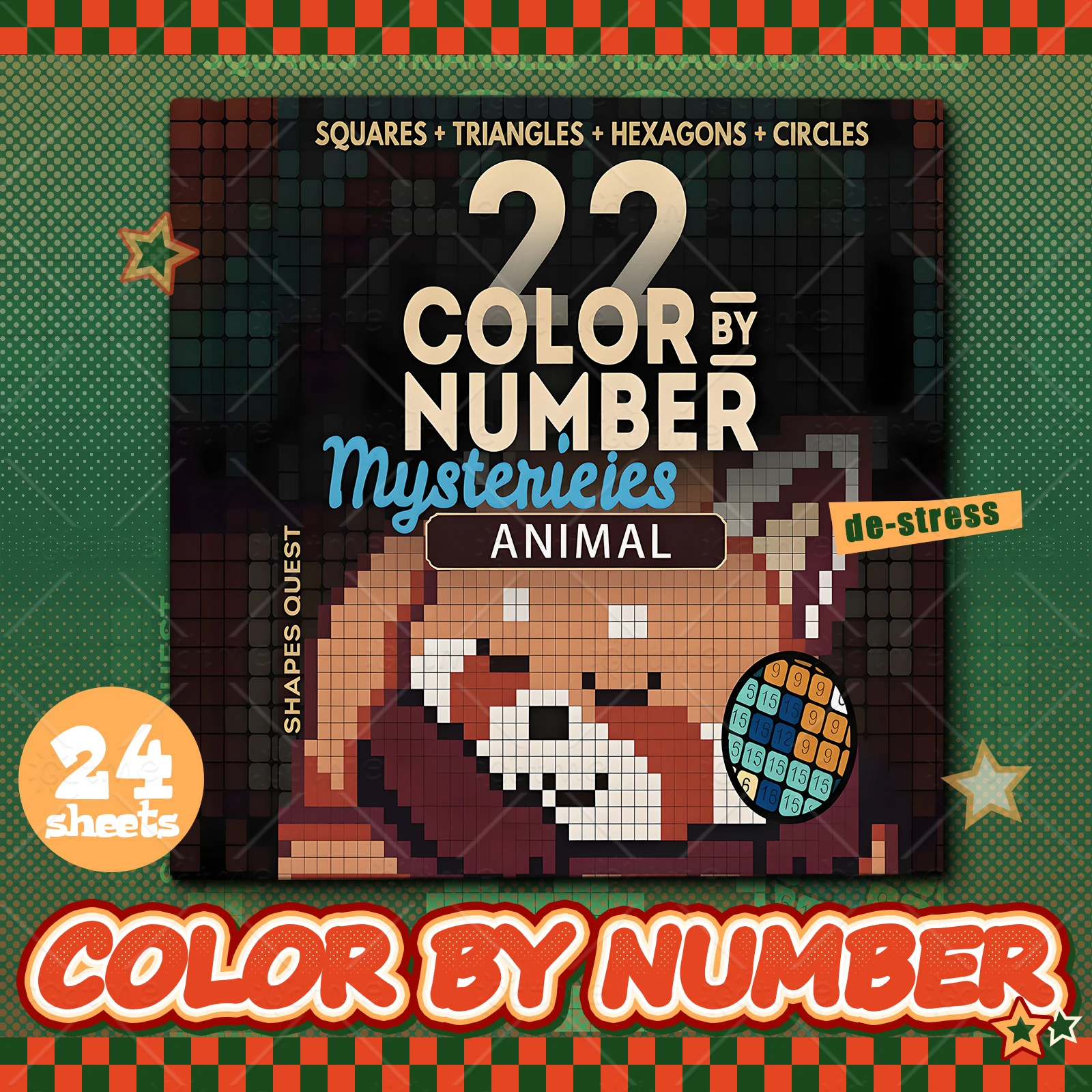MYSTERY MOSAIC COLOR BY NUMBER Artwork by Digital Adult Coloring Book DIY Painting Drawing Coloring By Num