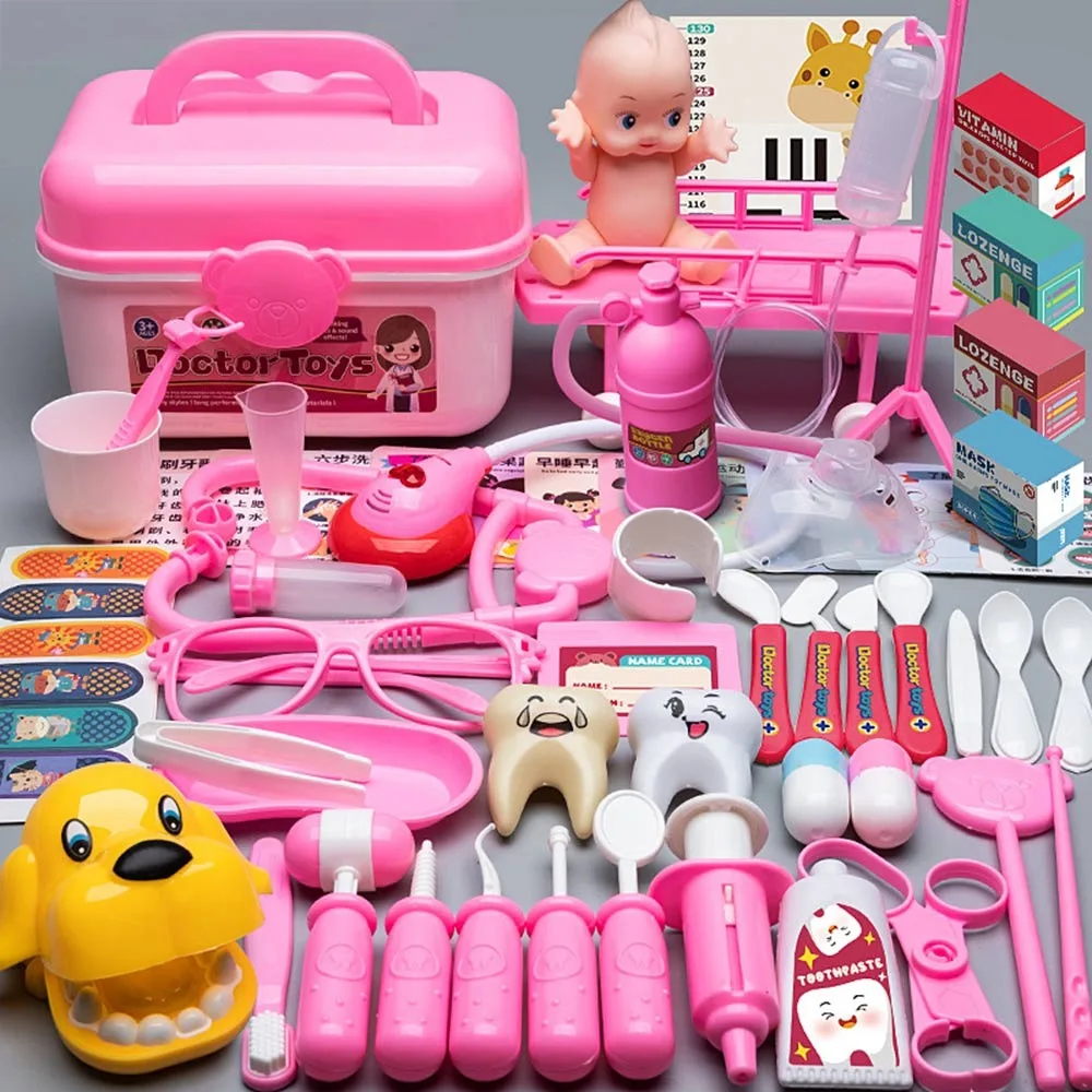 Pink Blue Doctor Plastic Mini Stethoscope Role-playing Games Accessories Cartoon Simulated Doctor Tools Toy Educational Gift