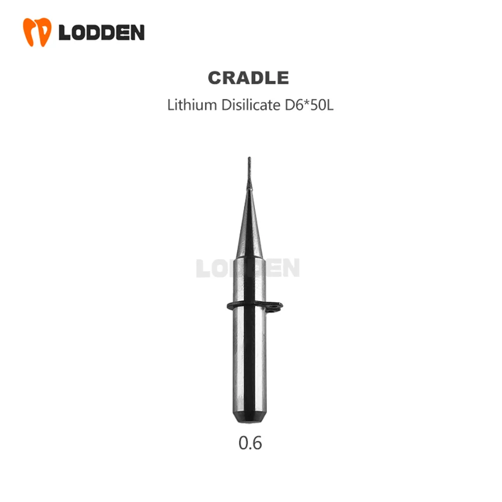 Cradle-Fraises de fraisage dentaire, disilicate de lithium, tige D6, revêtement cémarique en verre, outil de coupe, longueur 50mm, 0.6mm, 1.0mm, 2.5mm, B42